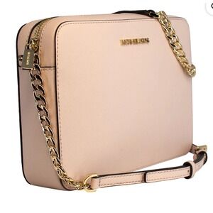 Michael Kors Saffiano Leather East West Crossbody‎ Handbag 2 slit Pockets, Blush